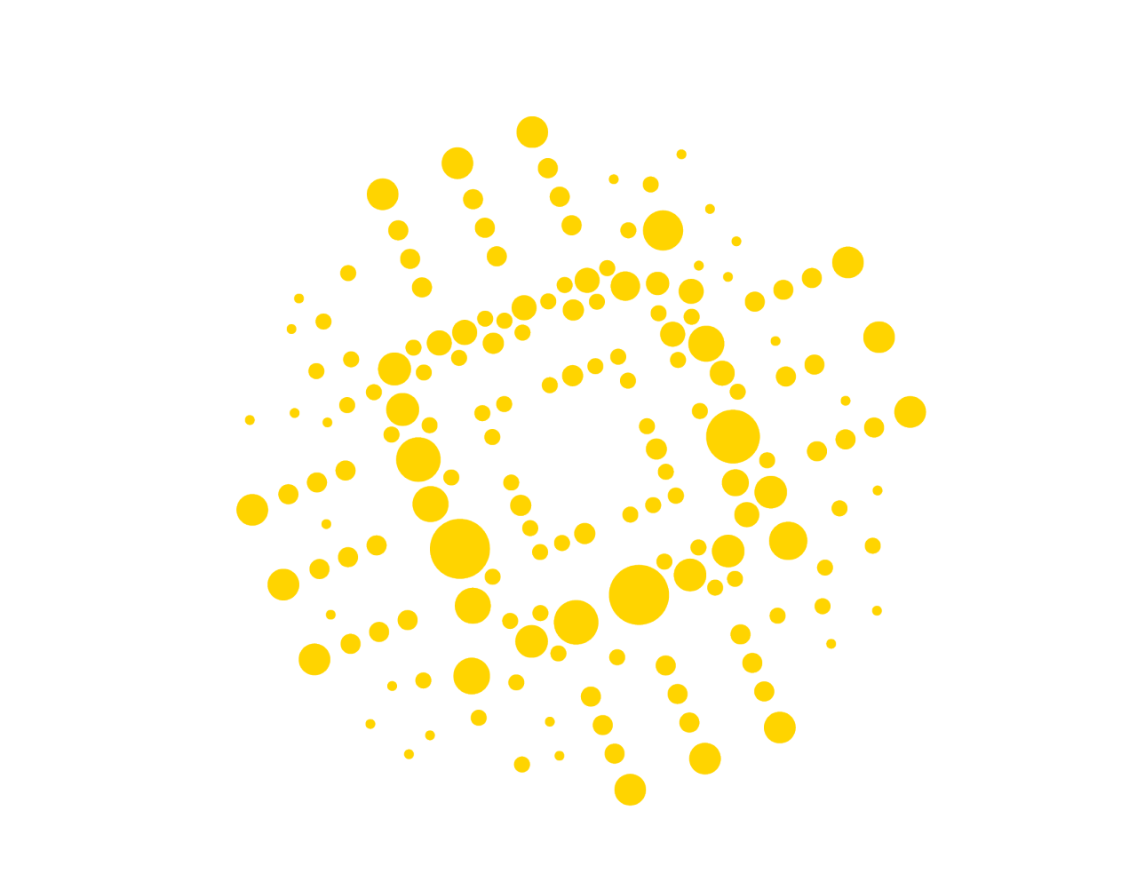 Yellow circles form the shape of a microchip