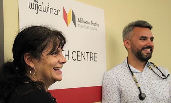Pam Glode Desrochers, executive director of the Mi’kmaw Native Friendship Centre, and Dr. Brent Young, academic director of Indigenous health in Dalhousie’s Faculty of Medicine, pose for a photo. (Provided images.)