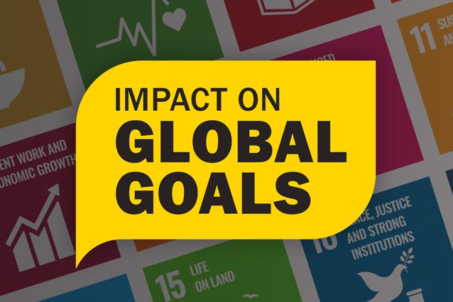 Graphic that says "Impact on global goals" in bold letters.